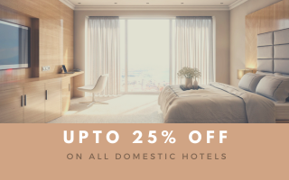  Upto 25% Off on Domestic Stays